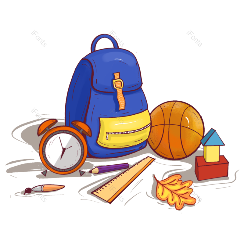 学习用品图片,手绘插画元素,素材PNG,开学免抠素材